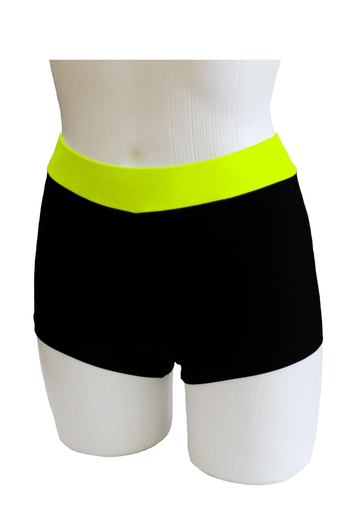 Шорты женские для спортивной гимнастики GK Sport 6250 черные с желтым поясом