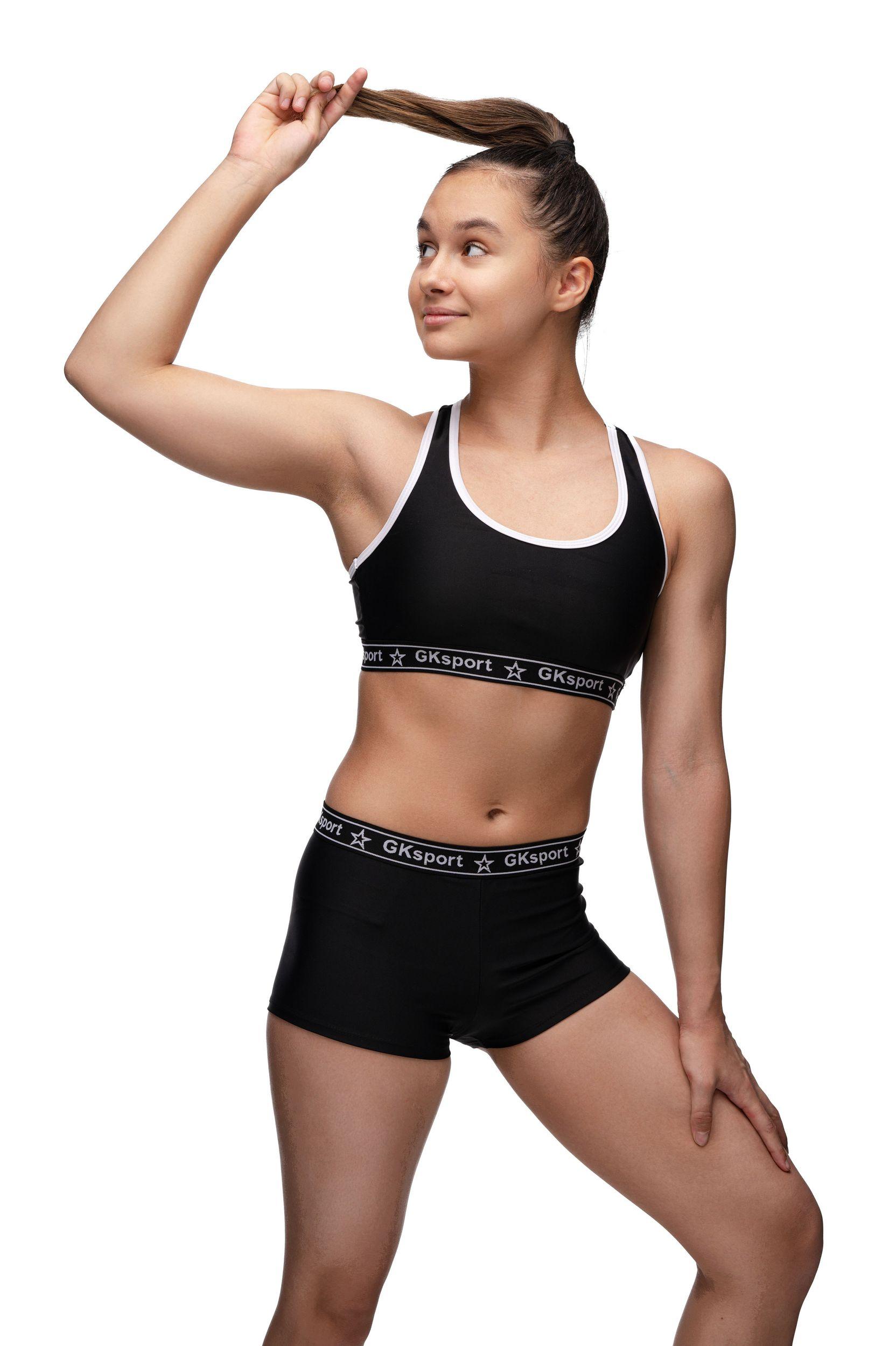 Комплект женский из шорт и топа для спортивной гимнастики GK Sport К203 черный
