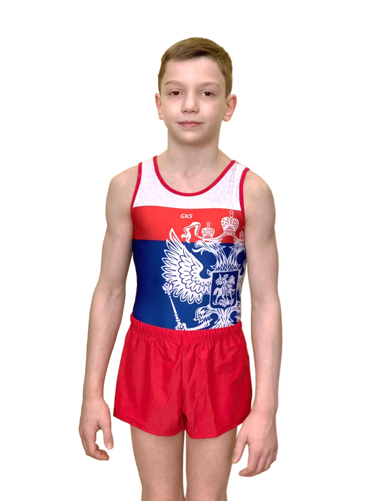 Купальник мужской для спортивной гимнастики GK Sport 201-81 RUSSIAN EAGLE без рукава