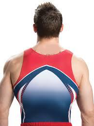 Купальник мужской для спортивной гимнастики GYM RU RGK 107-56 красно-бело-синий без рукава