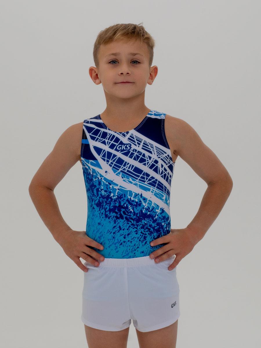 Купальник мужской для спортивной гимнастики GK Sport 201-18-2 синий с белым
