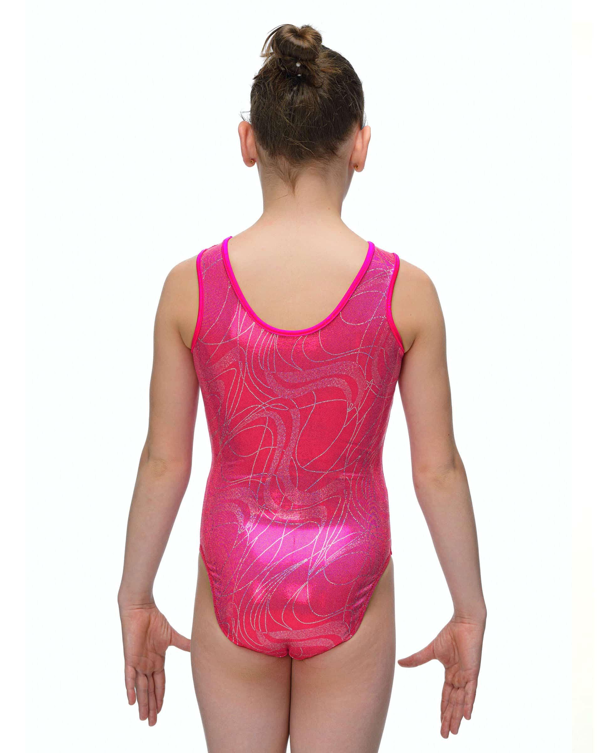 Купальник женский для спортивной гимнастики GK Sport 202-29 CHERRY SPARKLE розовый без рукава