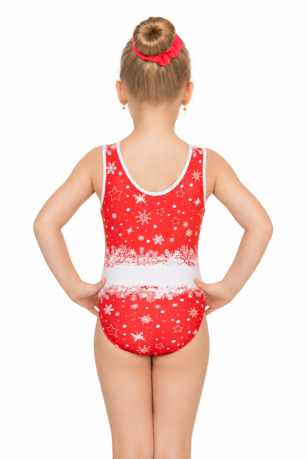 Купальник женский для спортивной гимнастики GK Sport DS 0202-09 красный с белым без рукава