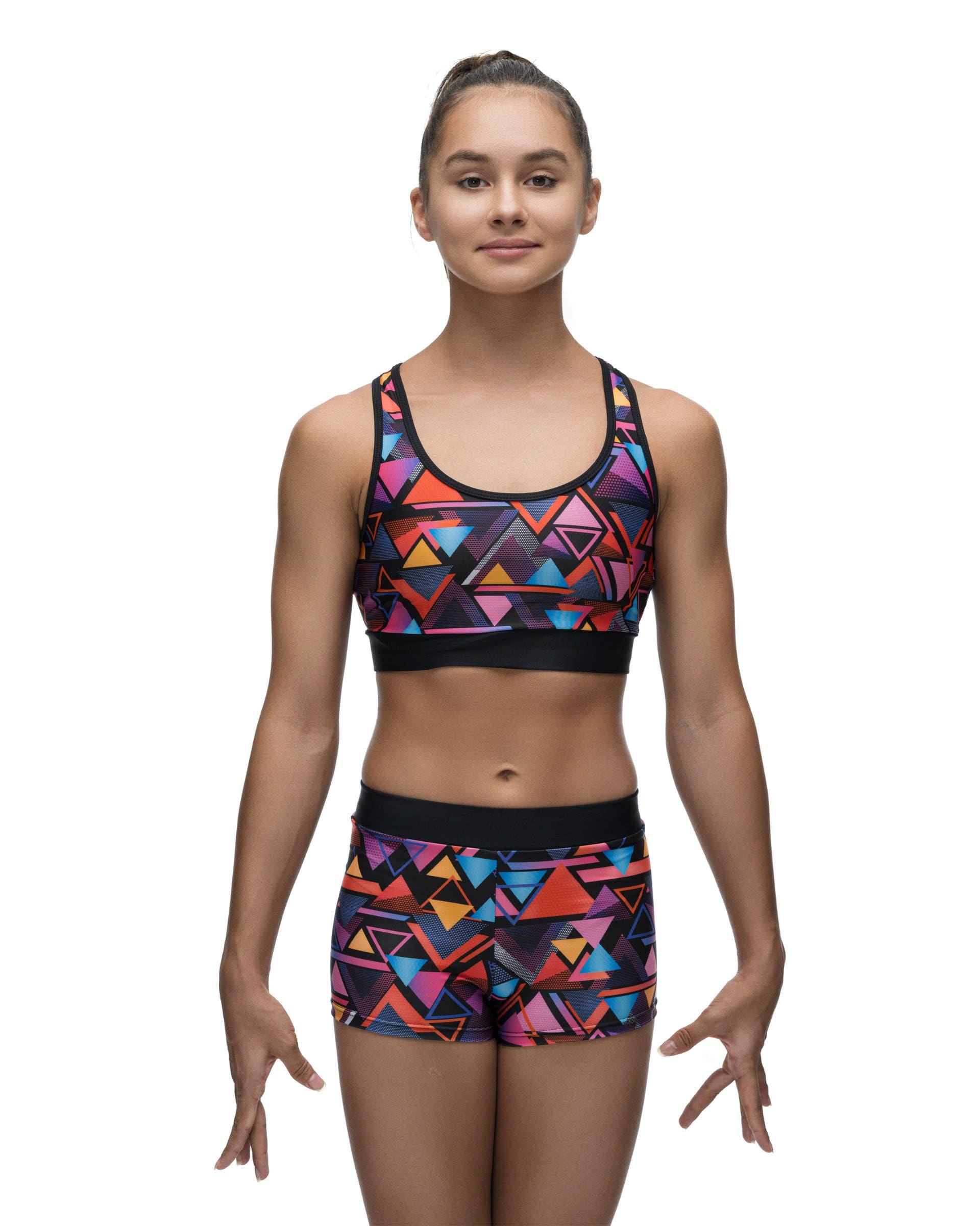 Комплект женский из шорт и топа для спортивной гимнастики GK Sport К201 мультиколор