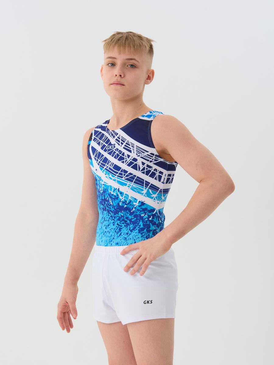 Купальник мужской для спортивной гимнастики GK Sport 201-18-2 синий с белым