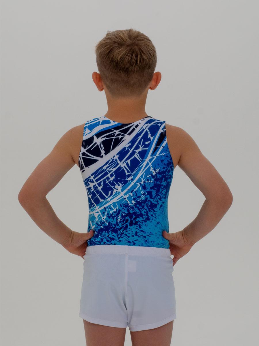 Купальник мужской для спортивной гимнастики GK Sport 201-18-2 синий с белым