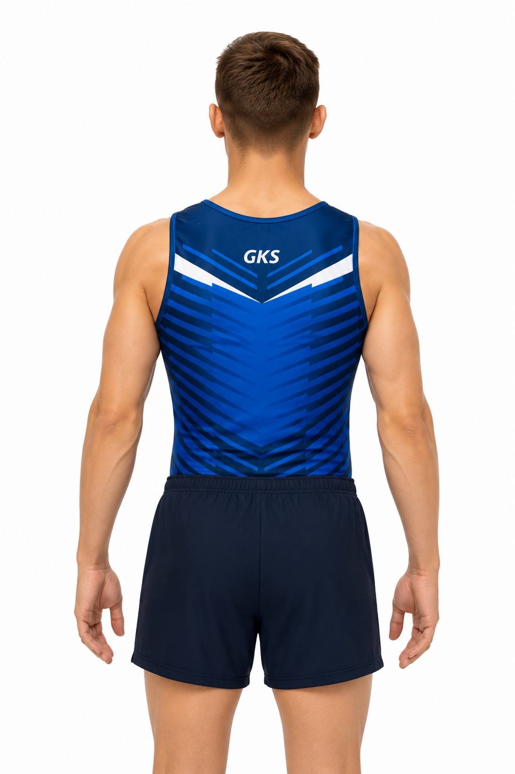 Купальник мужской для спортивной гимнастики GK Sport 0201-24 синий без рукава