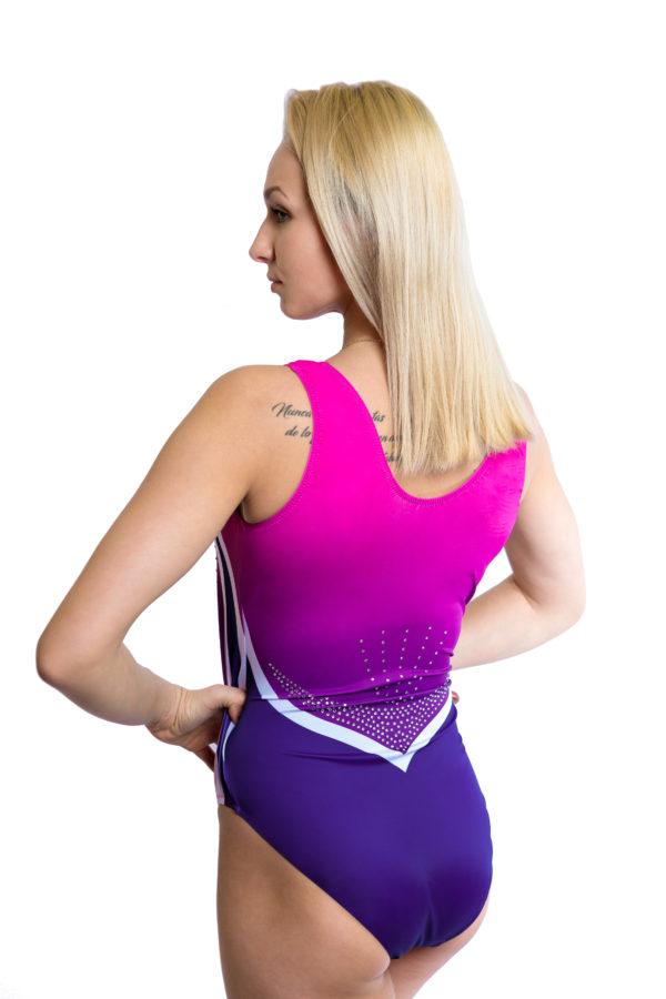 Купальник женский для спортивной гимнастики GYM RU DS 107-38 розово-фиолетовый без рукава