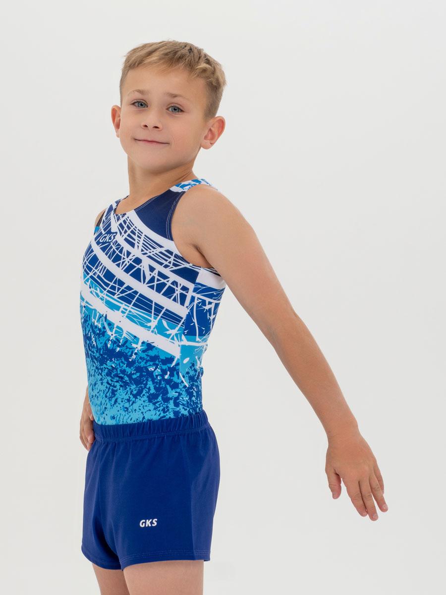 Купальник мужской для спортивной гимнастики GK Sport 201-18-2 синий с белым