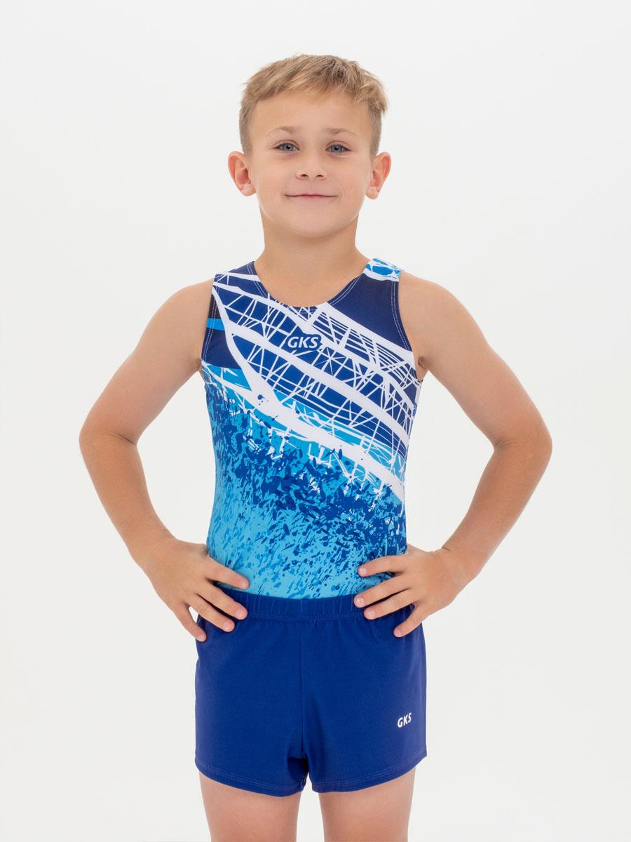 Купальник мужской для спортивной гимнастики GK Sport 201-18-2 синий с белым