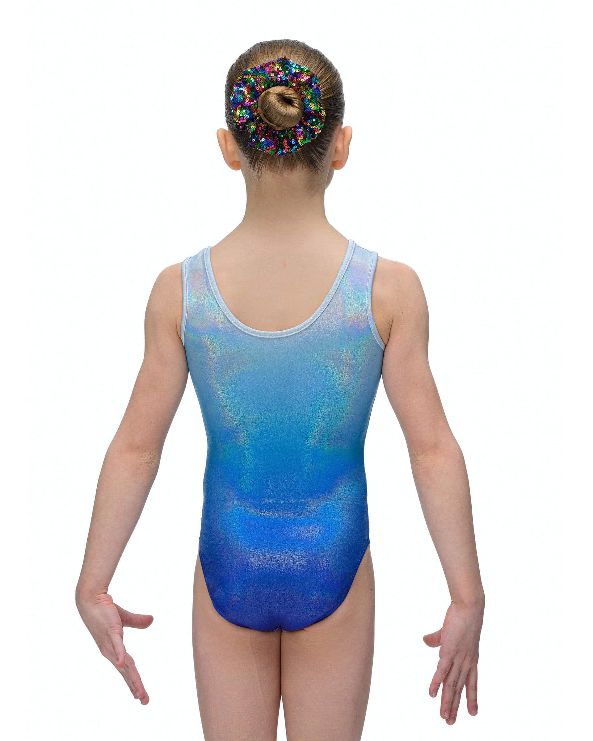 Купальник женский для спортивной гимнастики GK Sport 195-2 голубой градиент без рукава