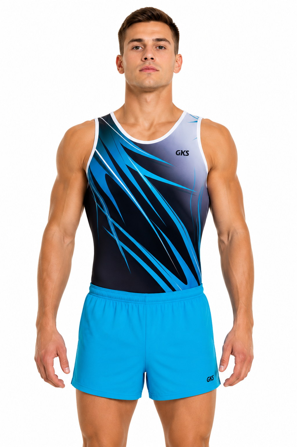 Купальник мужской для спортивной гимнастики GK Sport 202-51 черный с белым