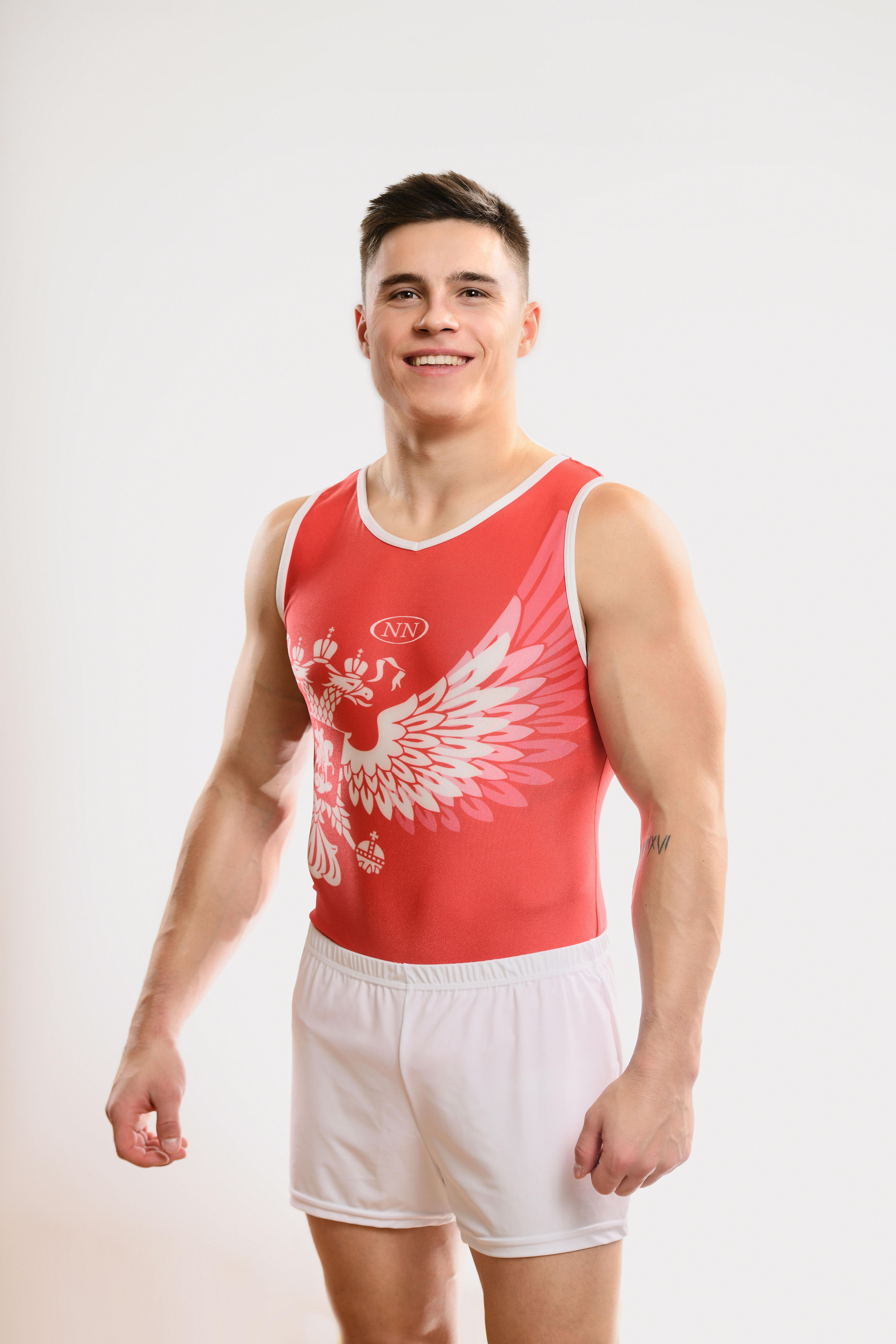 Купальник мужской для спортивной гимнастики GK Sport NN 201-3 Красный без рукава