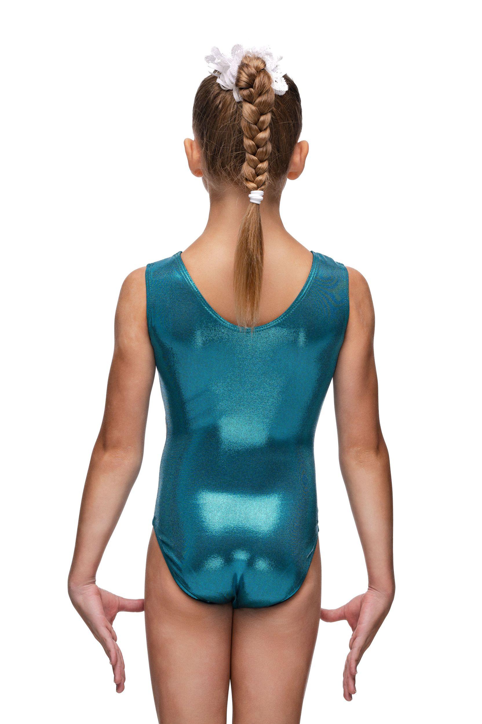 Купальник женский для спортивной гимнастики Dreamlight ACE 6165 белый с бирюзой без рукава