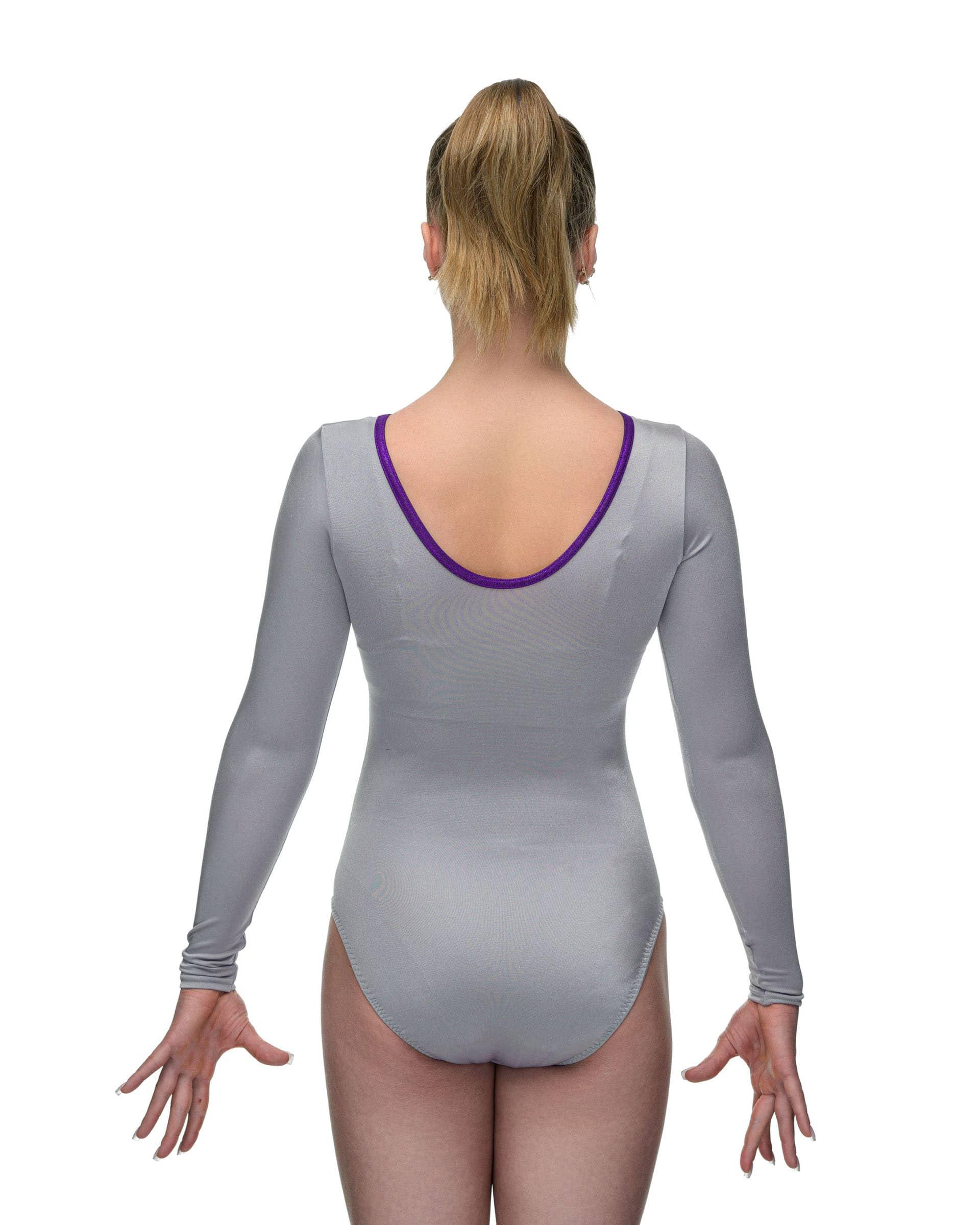 Купальник женский для спортивной гимнастики GK Elite 5970 серый с рукавом