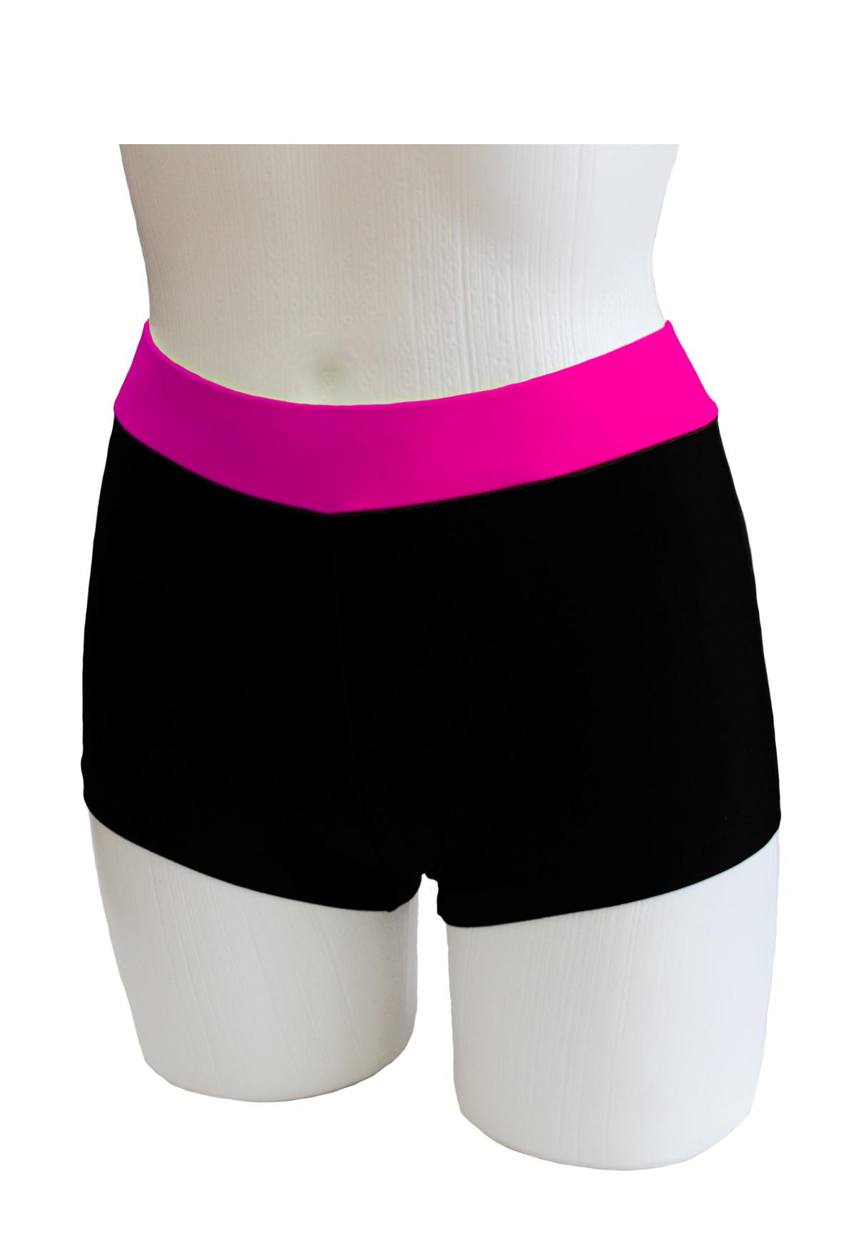 Шорты женские для спортивной гимнастики GK Sport ШКМ3.1Ф черные с поясом фуксия