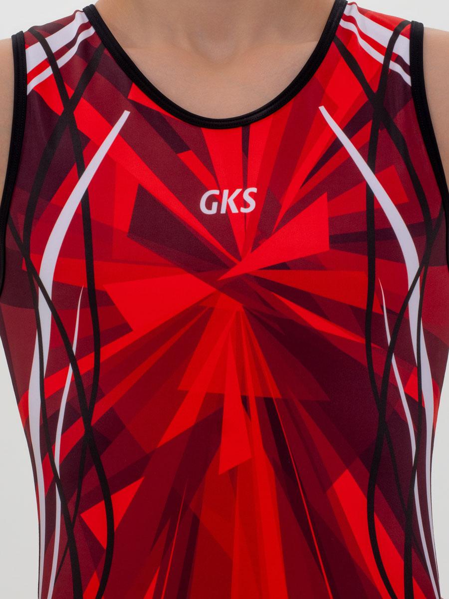 Купальник мужской для спортивной гимнастики GK Sport 201-12 красно-черный без рукава