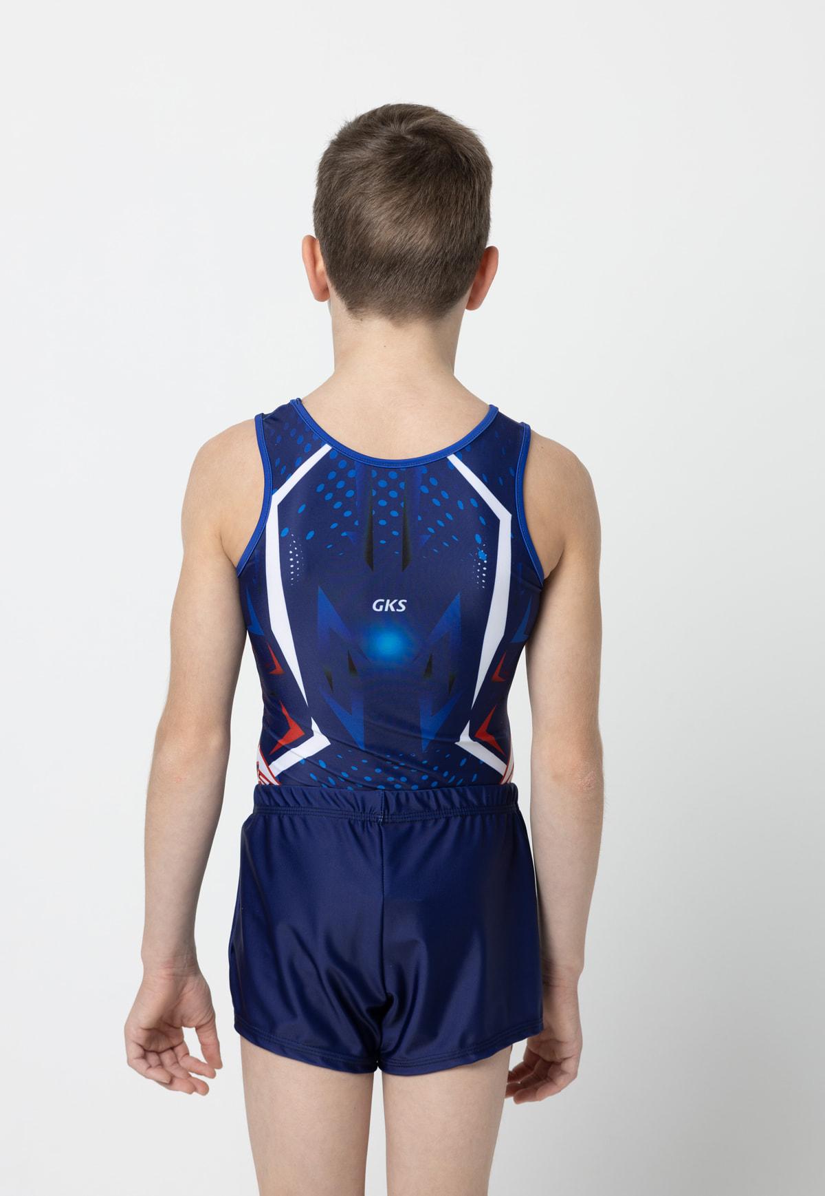 Комплект мужской из шорт и майки для спортивной гимнастики GK Sport Lion 107-58K темно-синий с рисунком