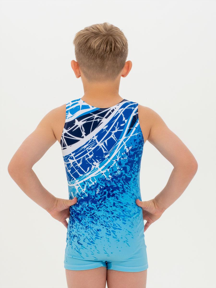 Купальник мужской для спортивной гимнастики GK Sport 201-18-2 синий с белым