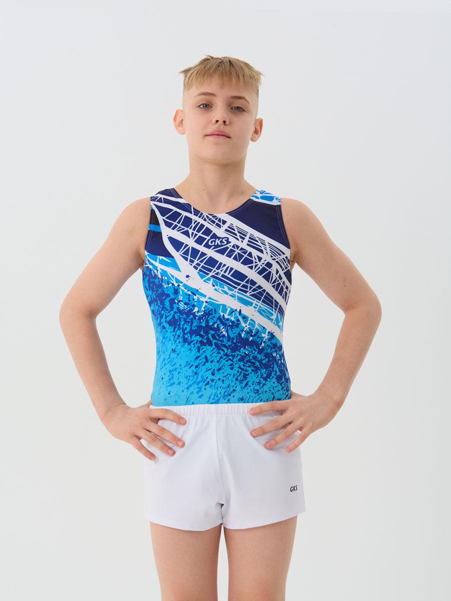 Купальник мужской для спортивной гимнастики GK Sport 201-18-2 синий с белым