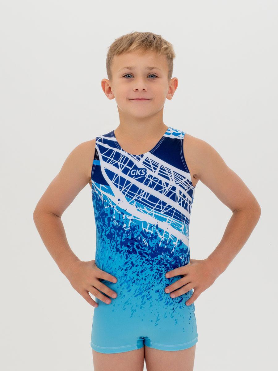 Купальник мужской для спортивной гимнастики GK Sport 201-18-2 синий с белым