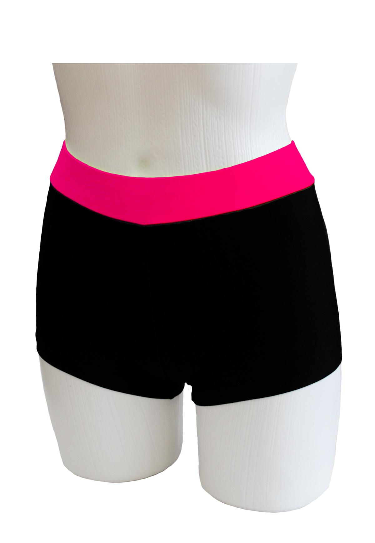 Шорты женские для спортивной гимнастики GK Sport ШКМ3.1Р черные с розовым поясом