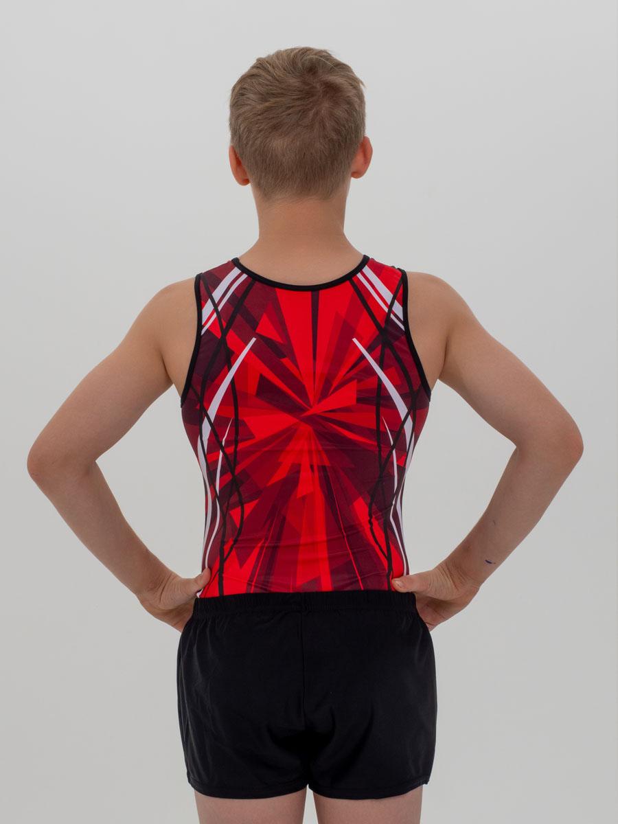 Купальник мужской для спортивной гимнастики GK Sport 201-12 красно-черный без рукава