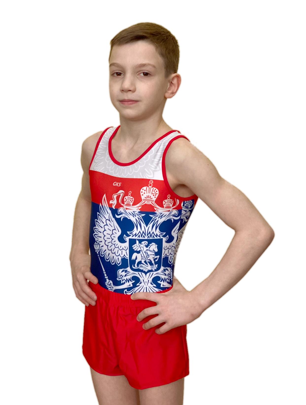 Купальник мужской для спортивной гимнастики GK Sport 201-81 RUSSIAN EAGLE без рукава