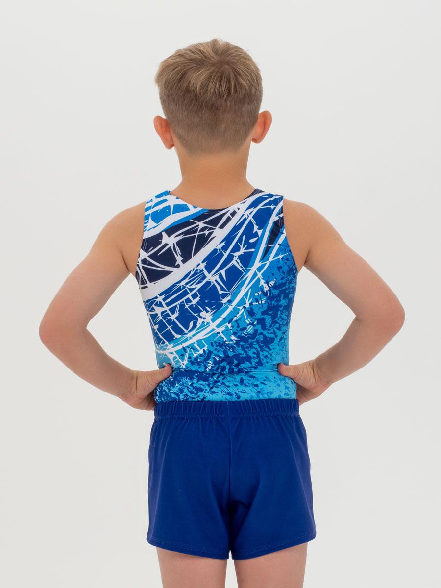 Купальник мужской для спортивной гимнастики GK Sport 201-18-2 синий с белым