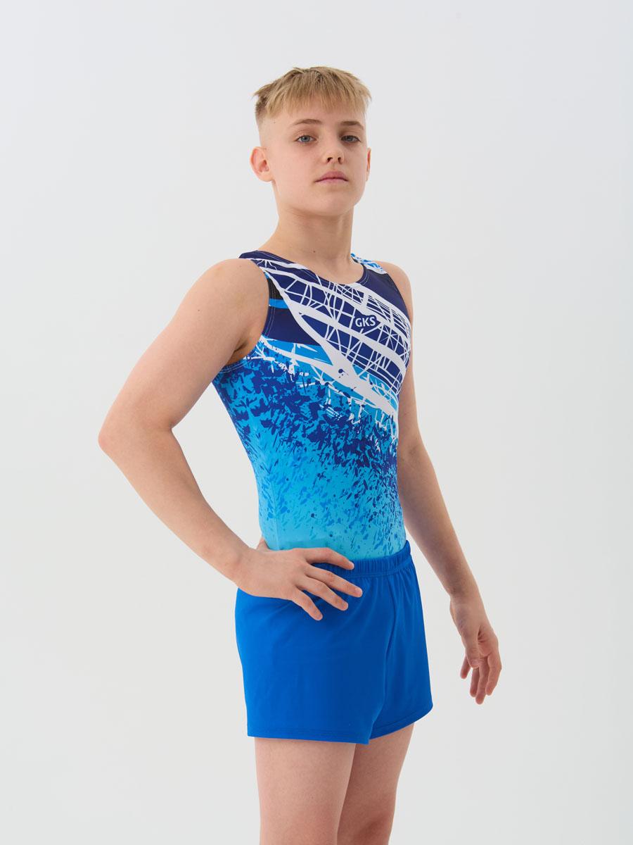 Купальник мужской для спортивной гимнастики GK Sport 201-18-2 синий с белым