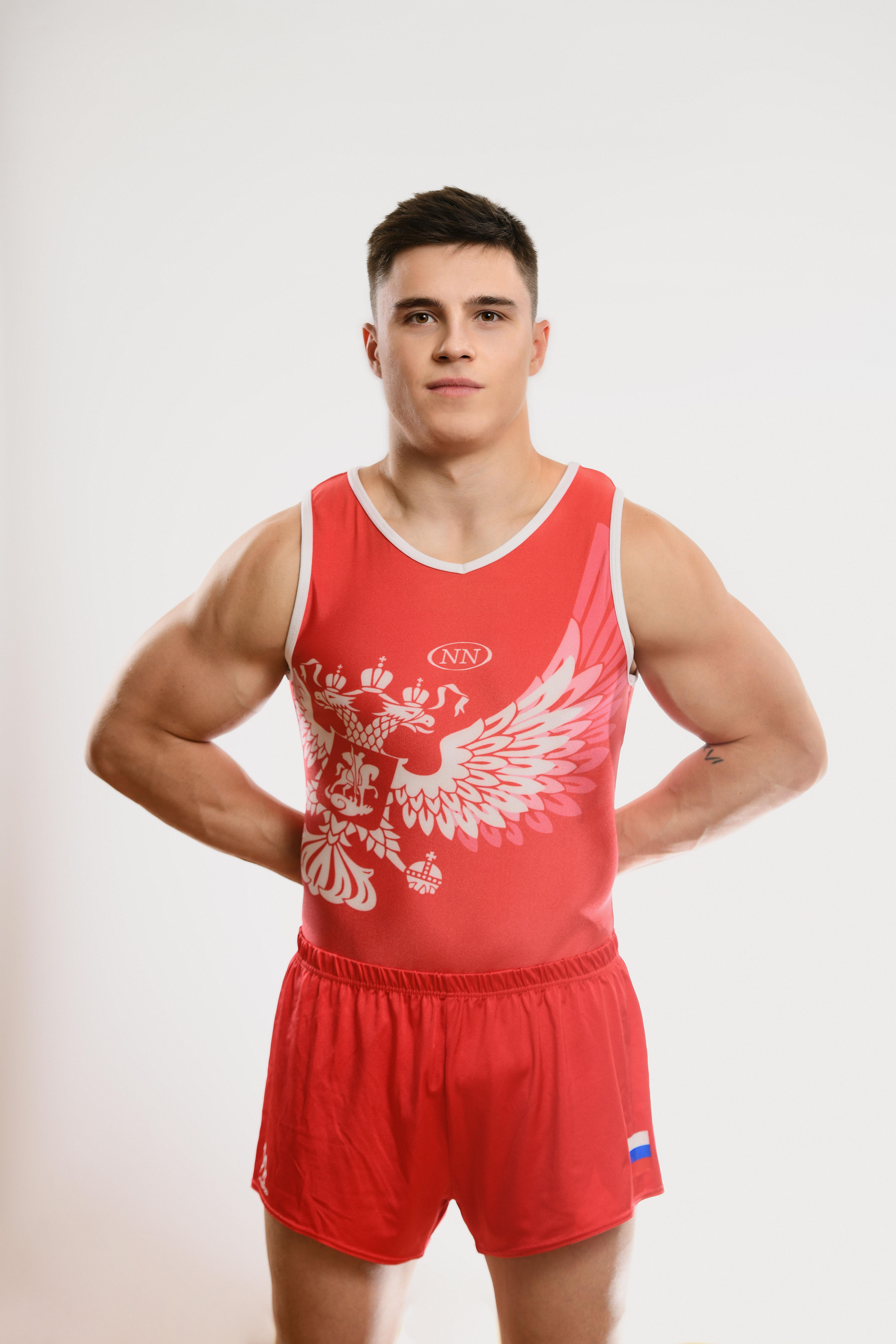 Купальник мужской для спортивной гимнастики GK Sport NN 201-3 Красный без рукава