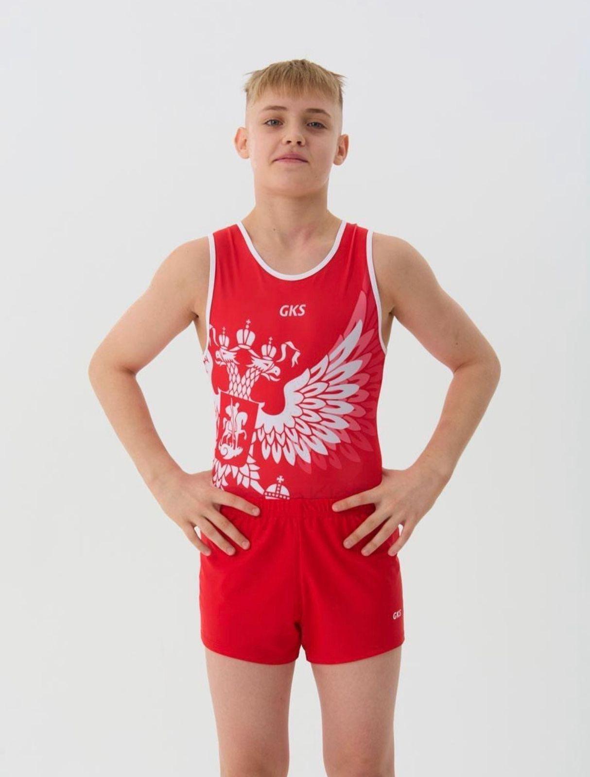 Купальник мужской для спортивной гимнастики GK Sport GK Sport 0201-3 Красный без рукава