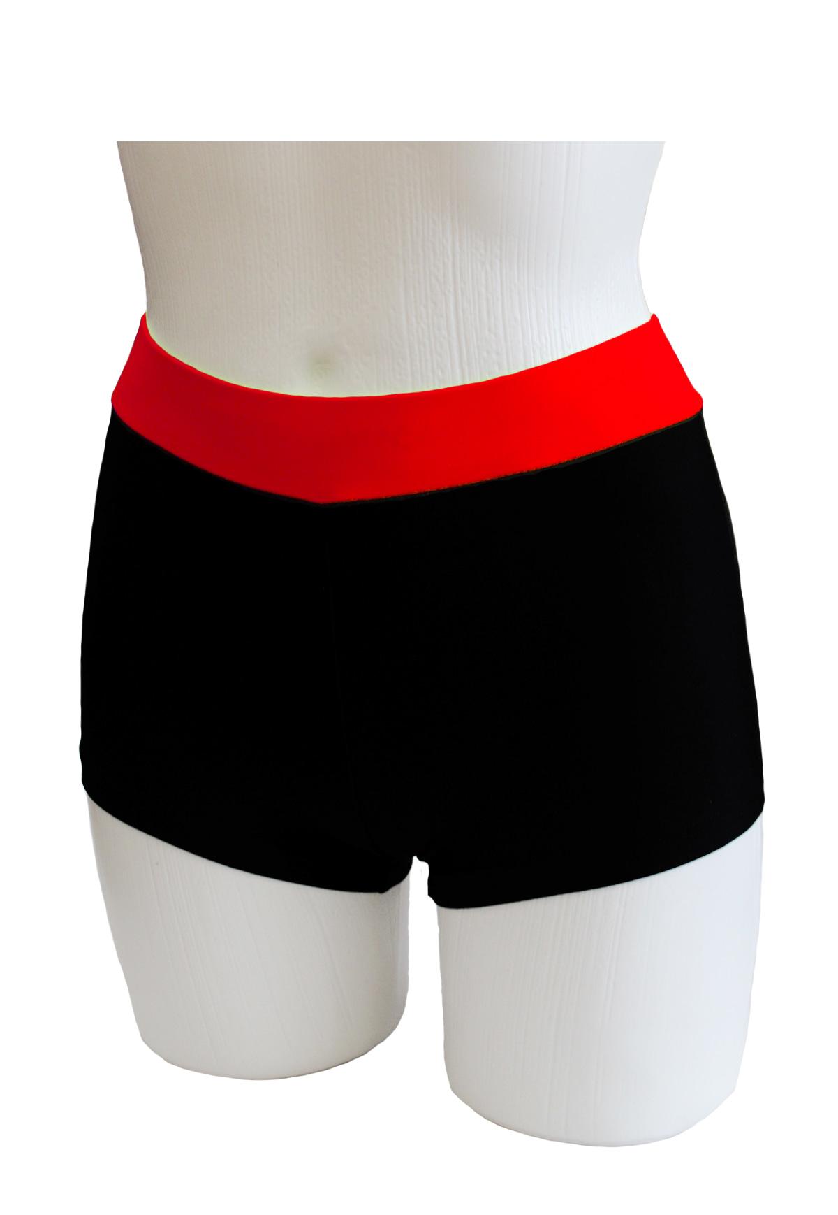 Шорты женские для спортивной гимнастики GK Sport ШКМ3.1 черные с красным поясом