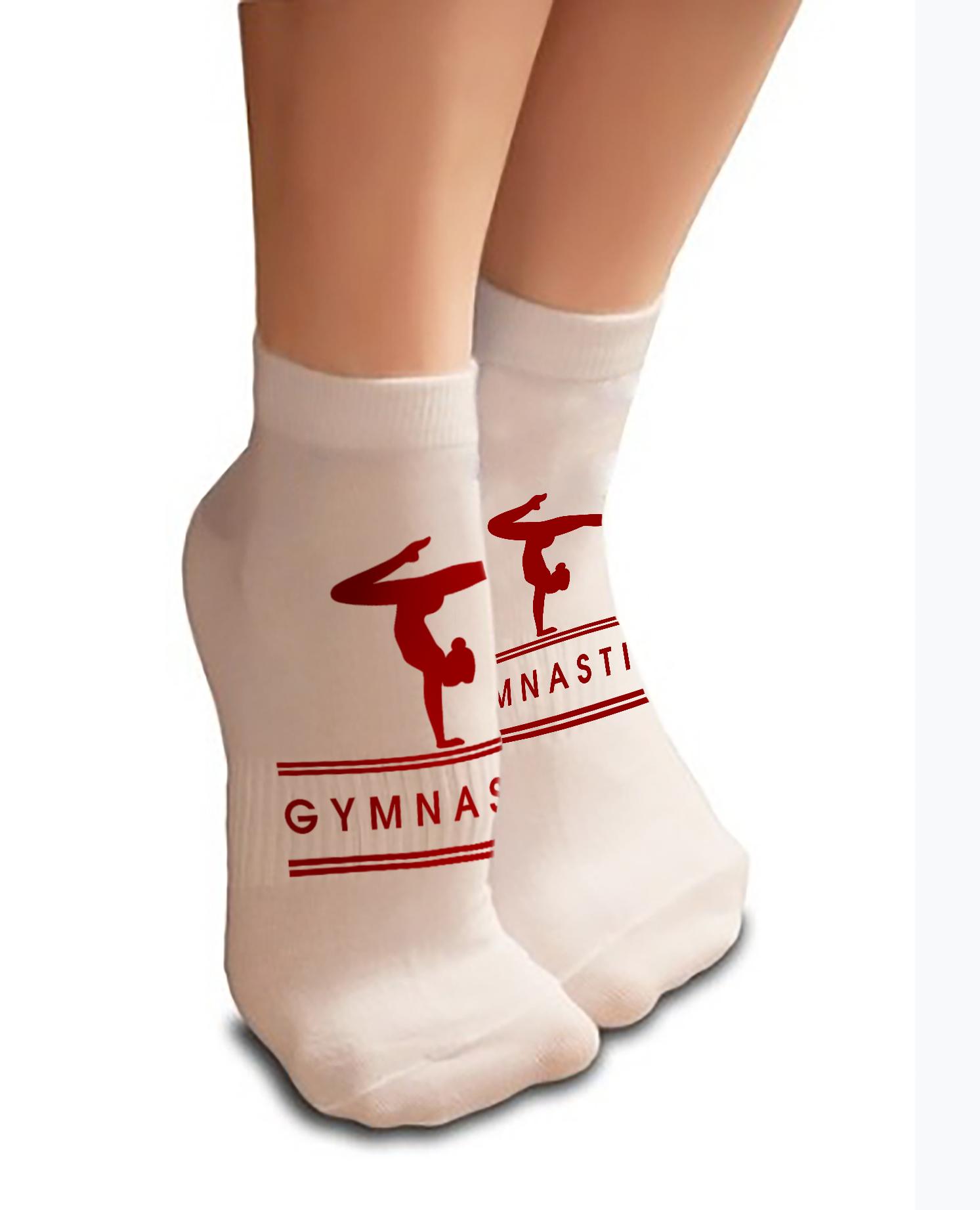 Носки для батута GK Sport Gymnastics белые с бордовым принтом