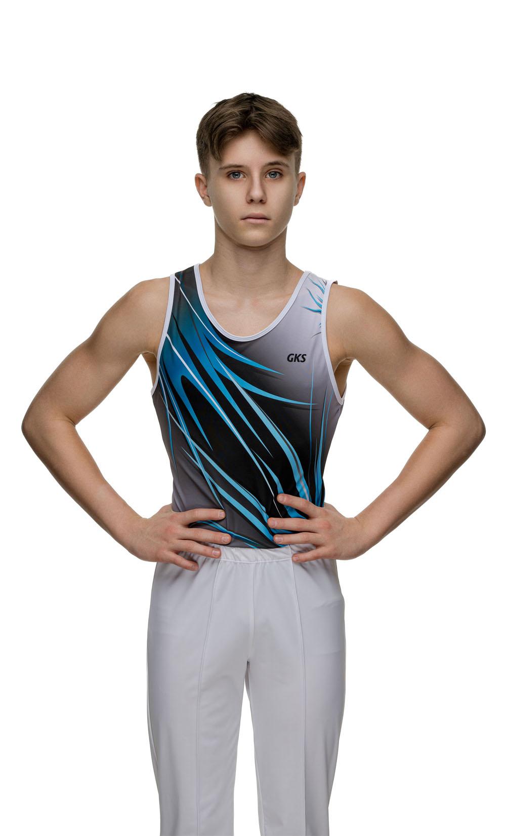 Купальник мужской для спортивной гимнастики GK Sport 202-51 черный с белым