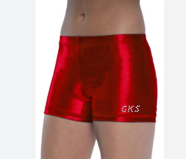 Шорты женские для спортивной гимнастики GK Sport 6245 красные с логотипом из страз