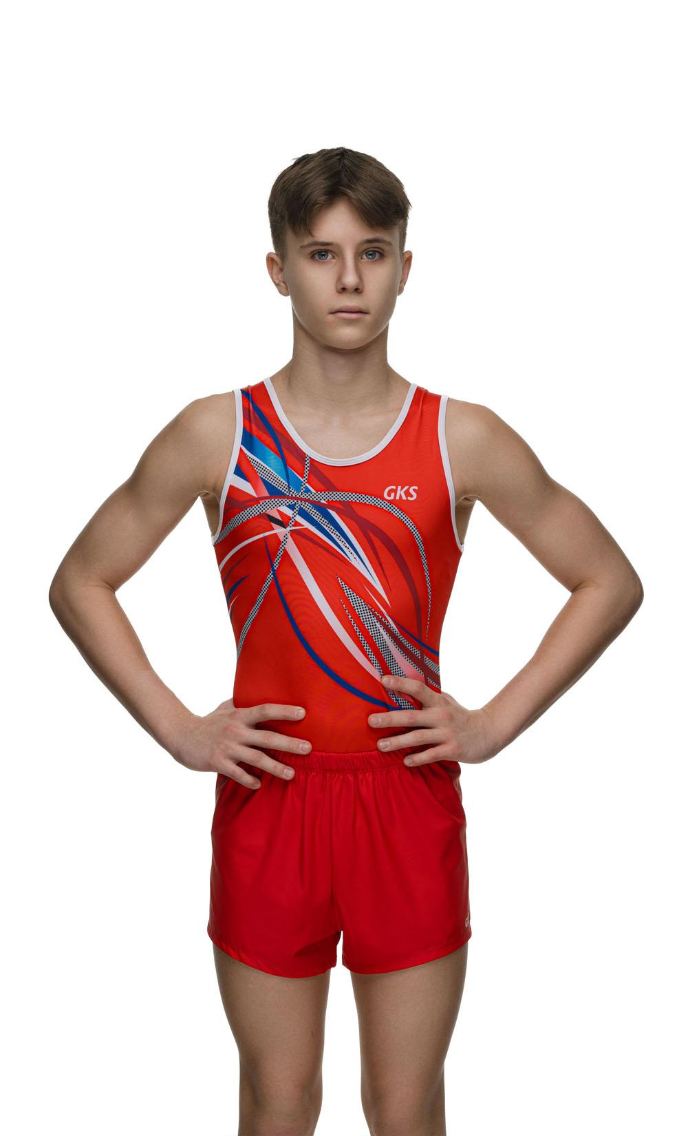 Купальник мужской для спортивной гимнастики GK Sport 201-53 красный с белым