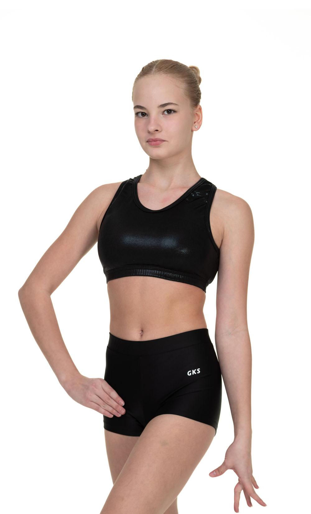 Топ женский короткий для спортивной гимнастики GK Elite CH35ST черный
