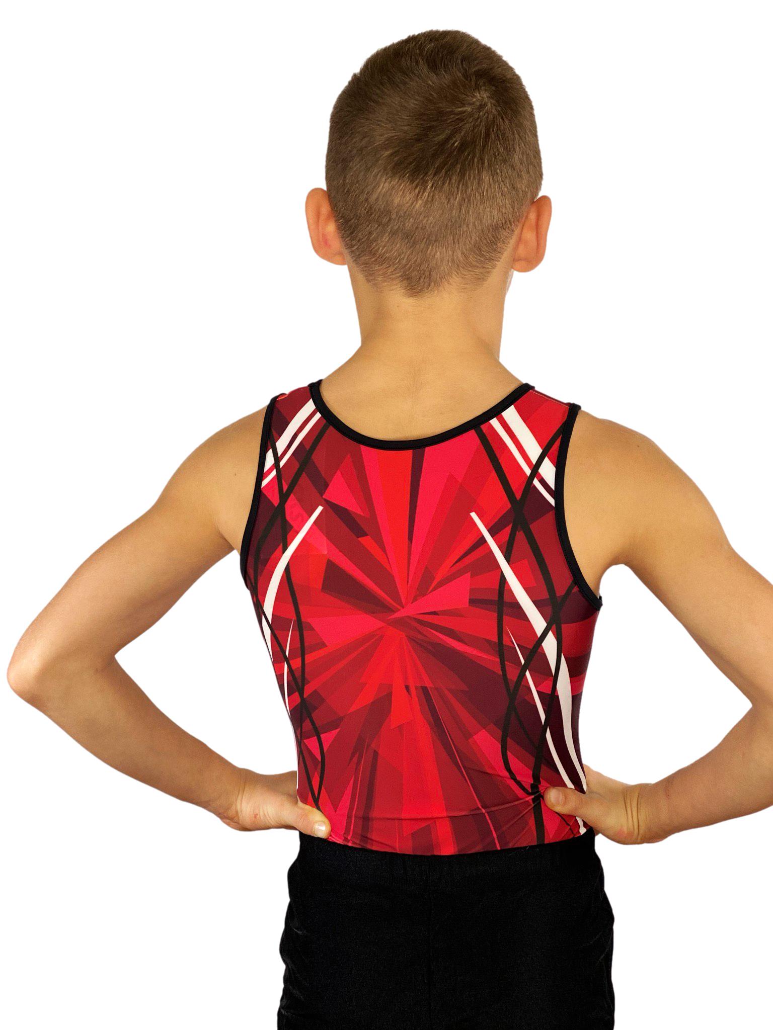 Купальник мужской для спортивной гимнастики GK Sport 201-12 красно-черный без рукава
