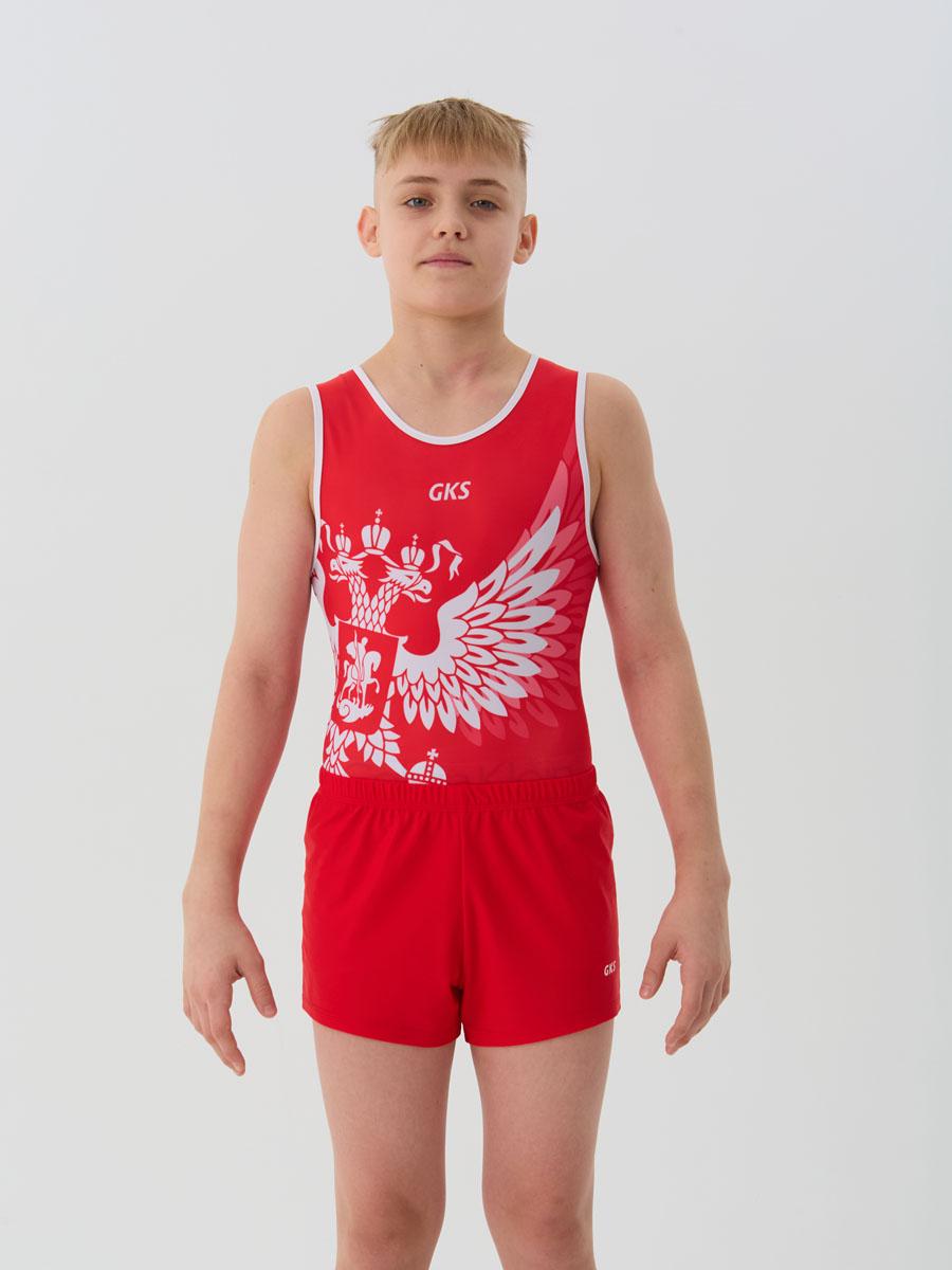 Купальник мужской для спортивной гимнастики GK Sport GK Sport 0201-3 Красный без рукава