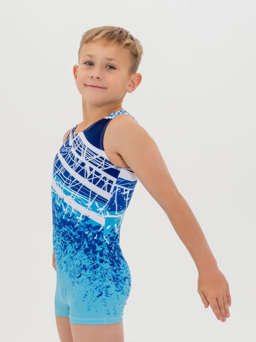 Купальник мужской для спортивной гимнастики GK Sport 201-18-2 синий с белым