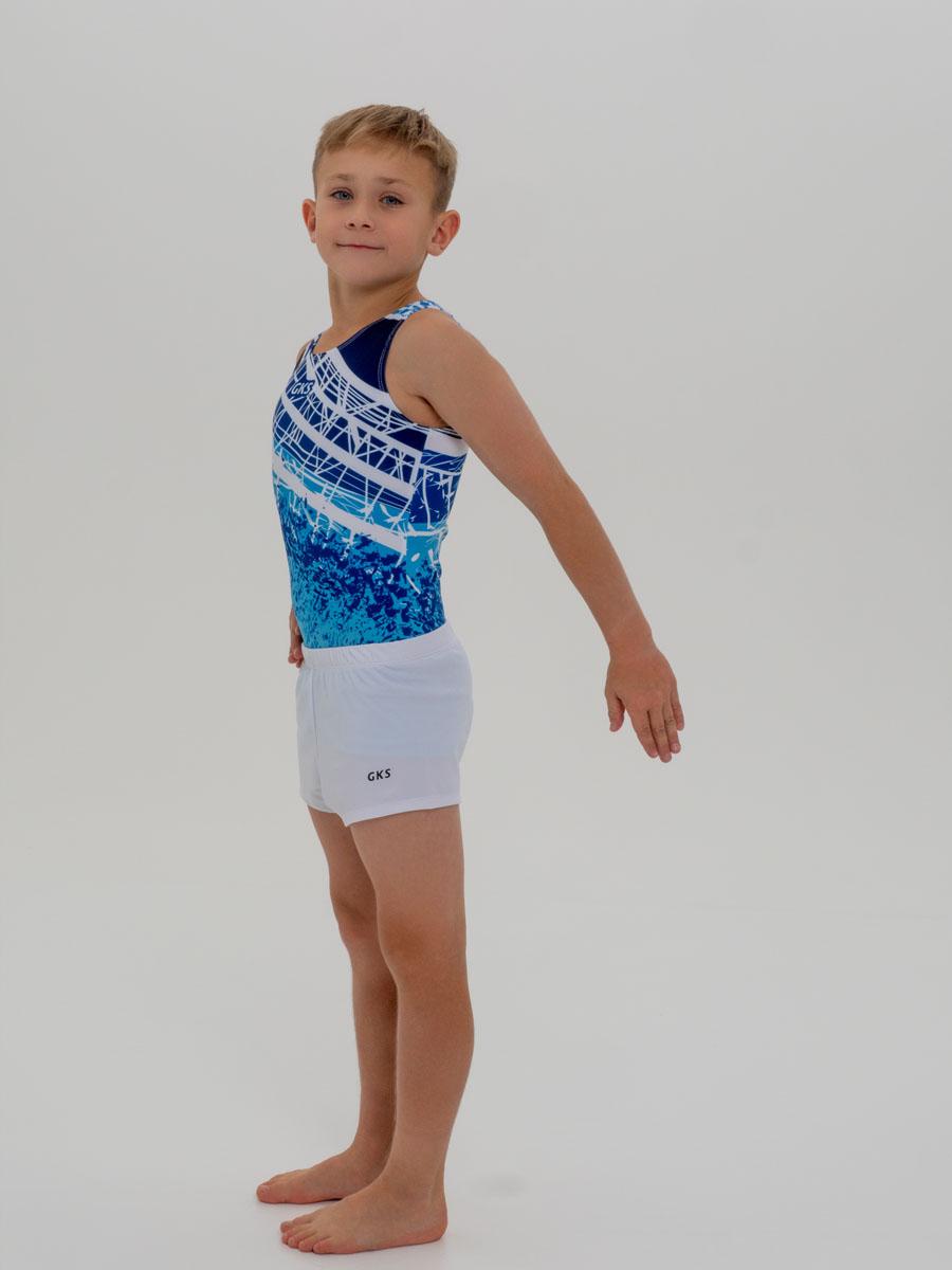 Купальник мужской для спортивной гимнастики GK Sport 201-18-2 синий с белым