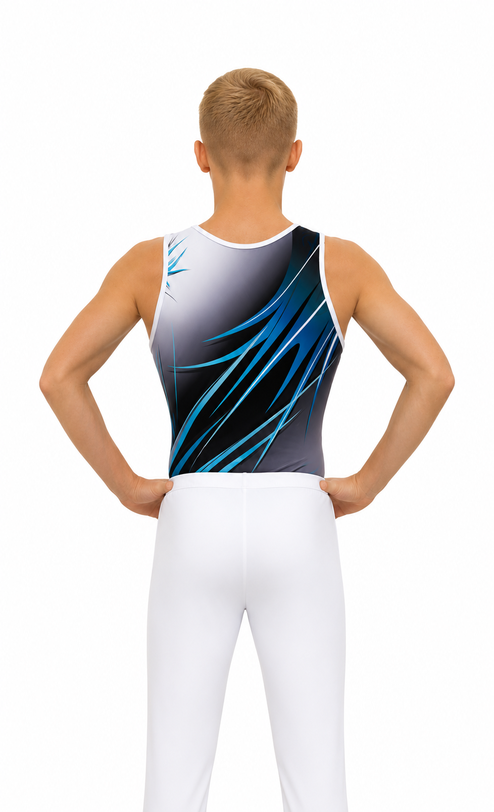 Купальник мужской для спортивной гимнастики GK Sport 202-51 черный с белым