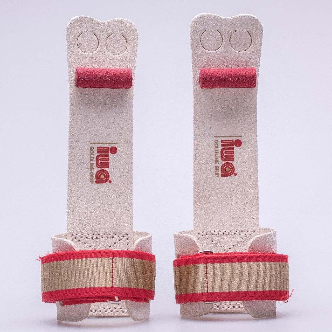Гимнастические накладки мужские для колец IWA 480 (липучка) белые с красным