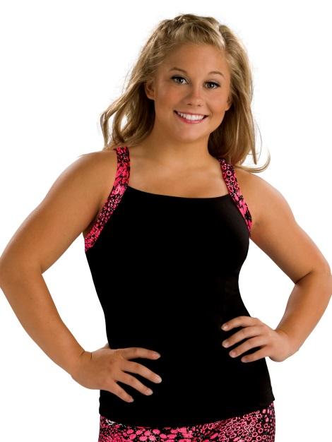 Топ женский длинный для спортивной гимнастики GK Elite CS126 черный с розовыми лямками